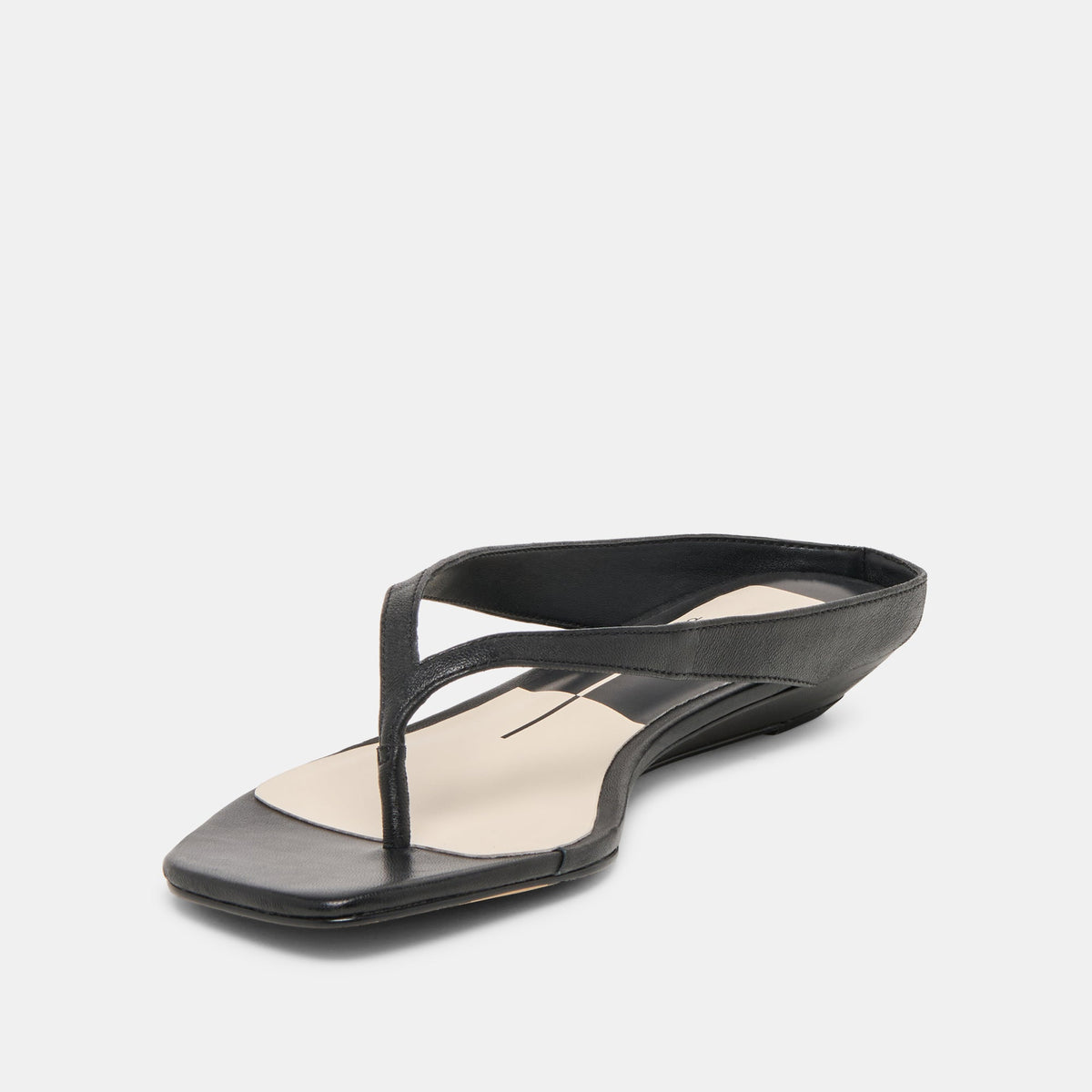 GIZEL Black Leather Thong Square-Toe Sandals | Dolce Vita Classic