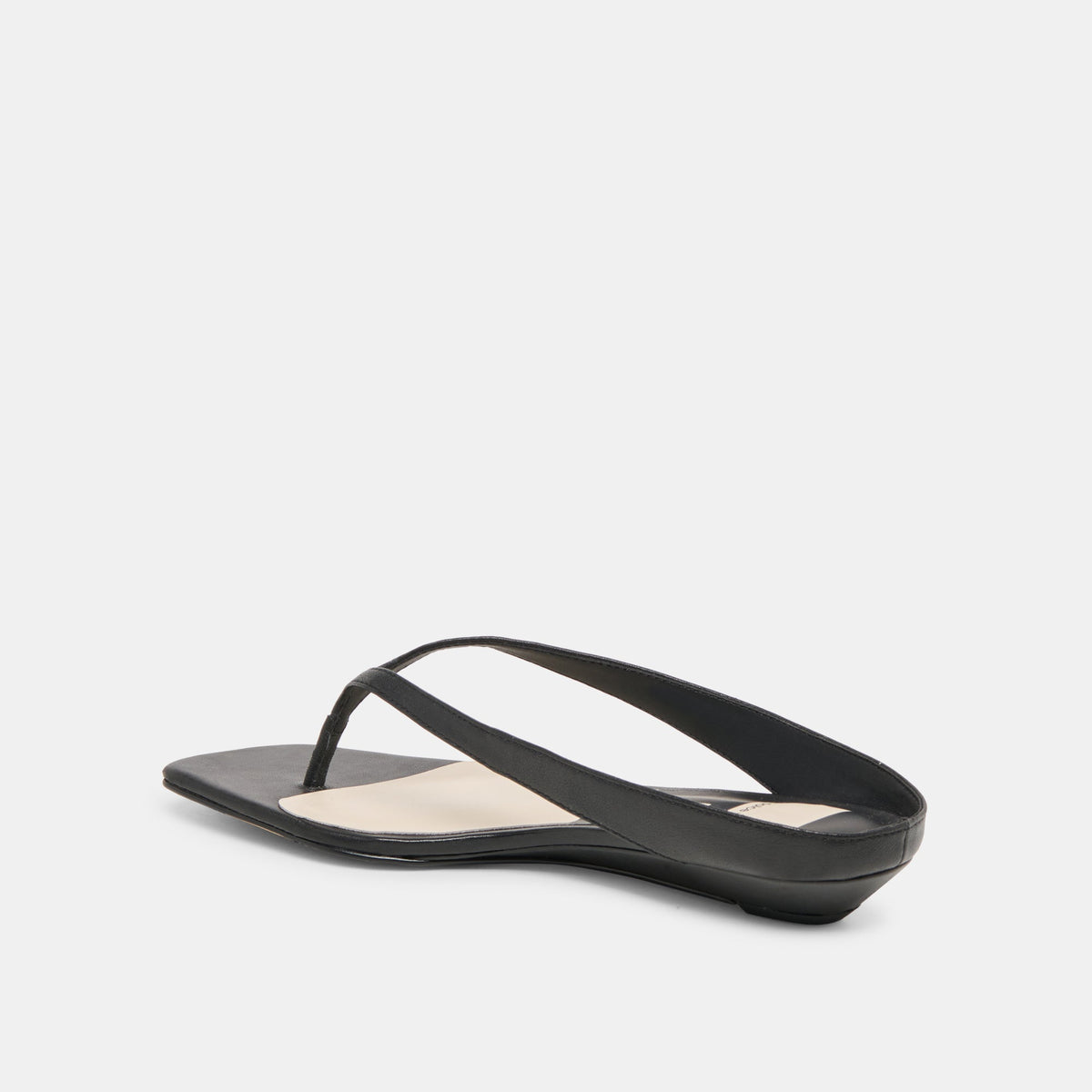 GIZEL Black Leather Thong Square-Toe Sandals | Dolce Vita Classic