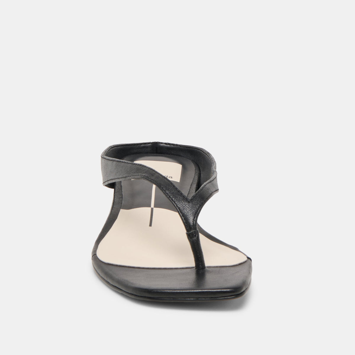 GIZEL Black Leather Thong Square-Toe Sandals | Dolce Vita Classic