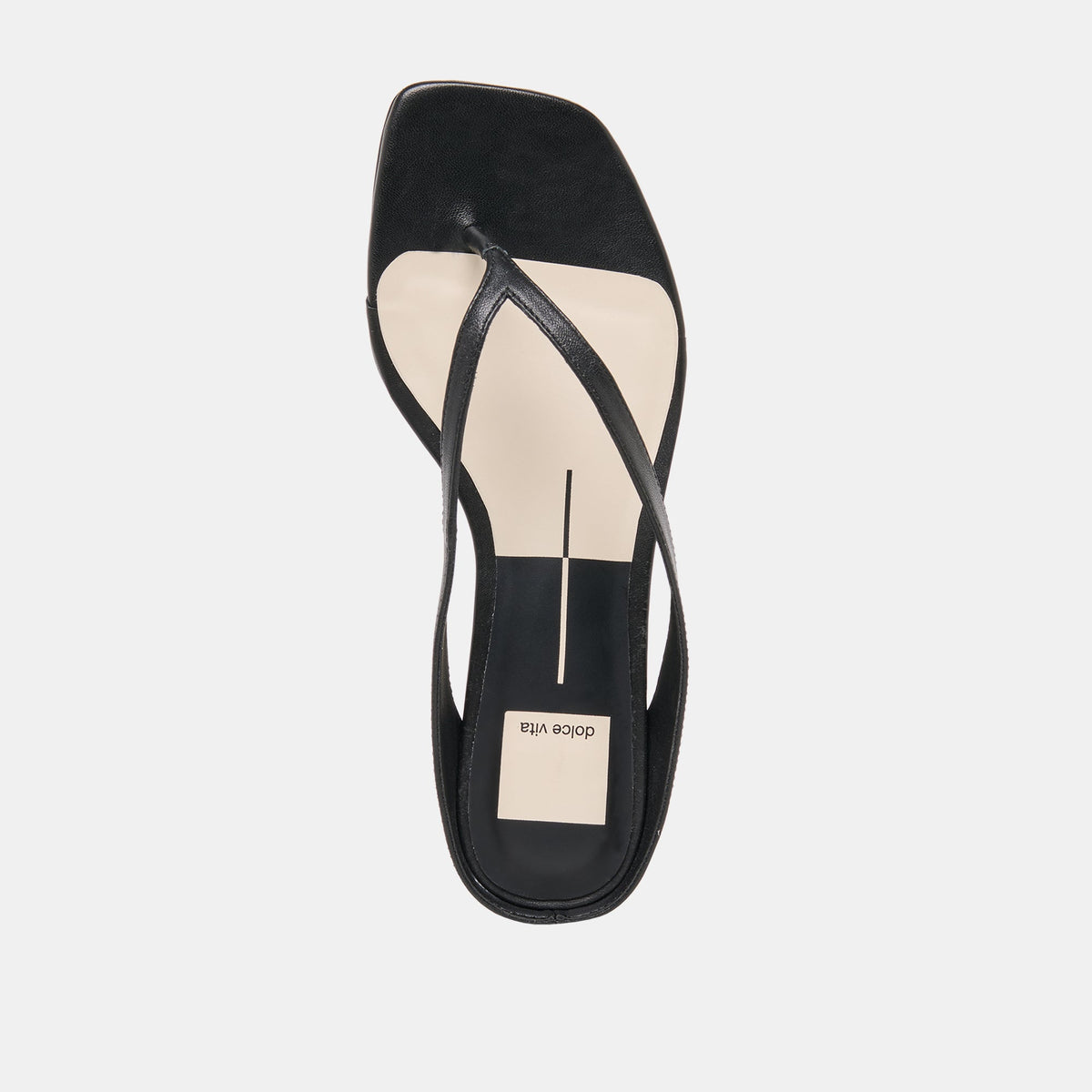 GIZEL Black Leather Thong Square-Toe Sandals | Dolce Vita Classic