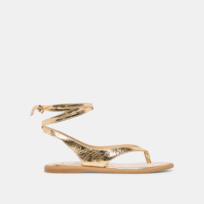 Jayden Gold Distressed Leather Sandals | Dolce Vita Deals