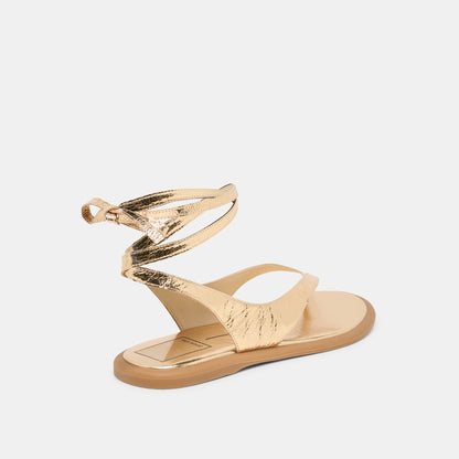 Jayden Gold Distressed Leather Sandals | Dolce Vita Deals