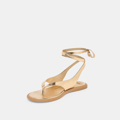 Jayden Gold Distressed Leather Sandals | Dolce Vita Deals