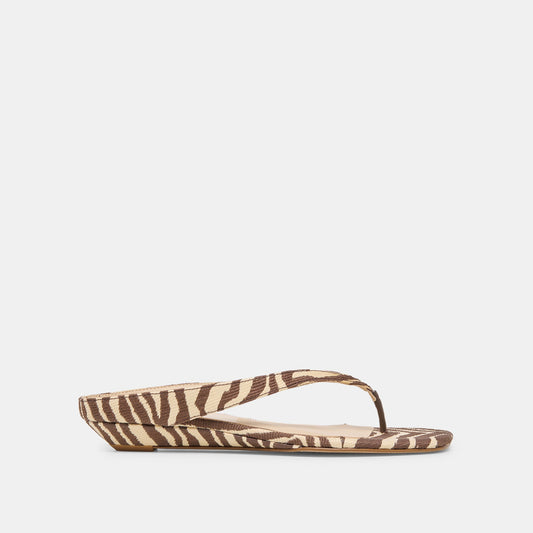 GIZEL Beige Zebra Raffia Thong Square-Toe Sandals | Dolce Vita Great Value