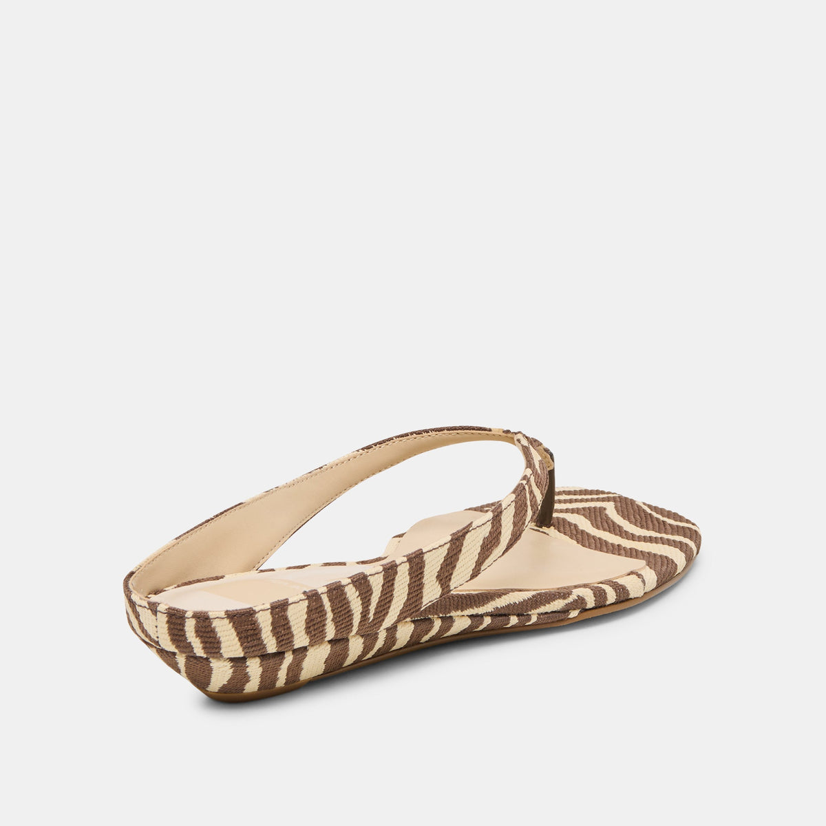 GIZEL Beige Zebra Raffia Thong Square-Toe Sandals | Dolce Vita Great Value