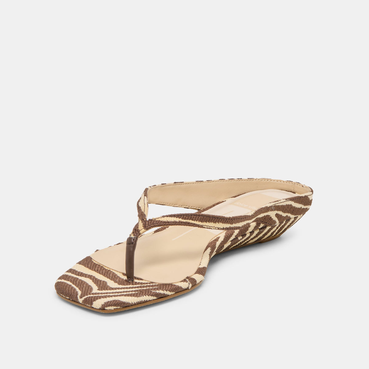 GIZEL Beige Zebra Raffia Thong Square-Toe Sandals | Dolce Vita Great Value