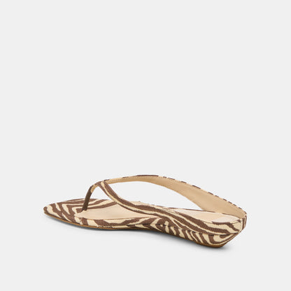 GIZEL Beige Zebra Raffia Thong Square-Toe Sandals | Dolce Vita Great Value