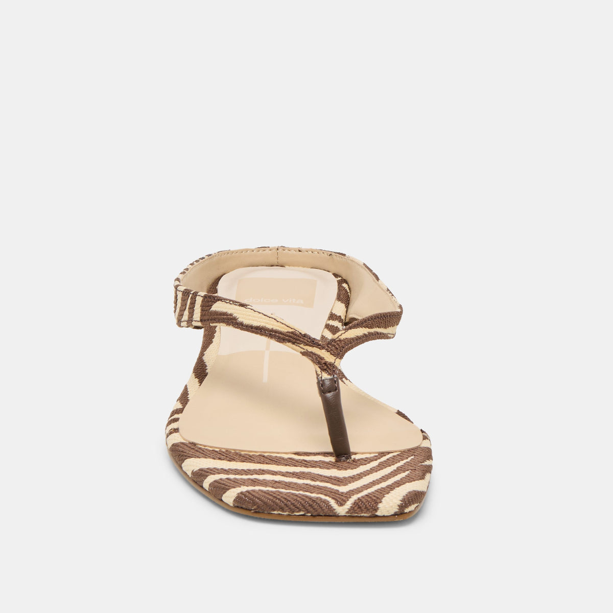 GIZEL Beige Zebra Raffia Thong Square-Toe Sandals | Dolce Vita Great Value