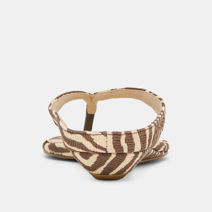 GIZEL Beige Zebra Raffia Thong Square-Toe Sandals | Dolce Vita Great Value