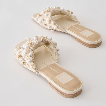 Lizza Oatmeal Beaded Raffia Sandals | Dolce Vita Hot Sale