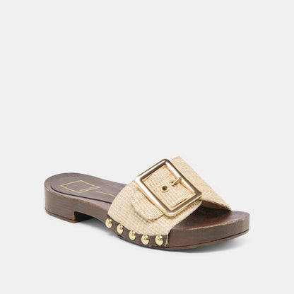SHERY Natural Raffia Open-Toe Buckle Wood Sole Sandals | Dolce Vita Special Offer