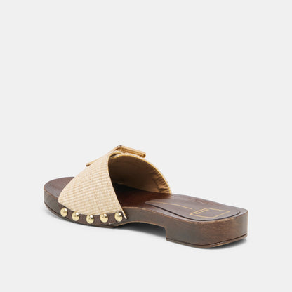 SHERY Natural Raffia Open-Toe Buckle Wood Sole Sandals | Dolce Vita Special Offer