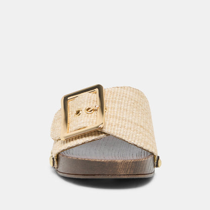 SHERY Natural Raffia Open-Toe Buckle Wood Sole Sandals | Dolce Vita Special Offer