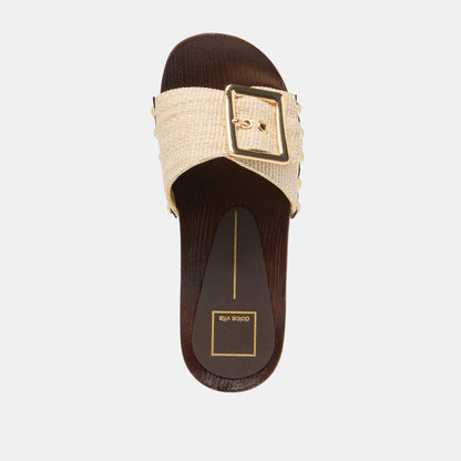 SHERY Natural Raffia Open-Toe Buckle Wood Sole Sandals | Dolce Vita Special Offer