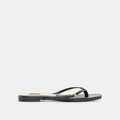 MALTA Black Leather Buckle Flip-Flop Sandals | Dolce Vita Premium