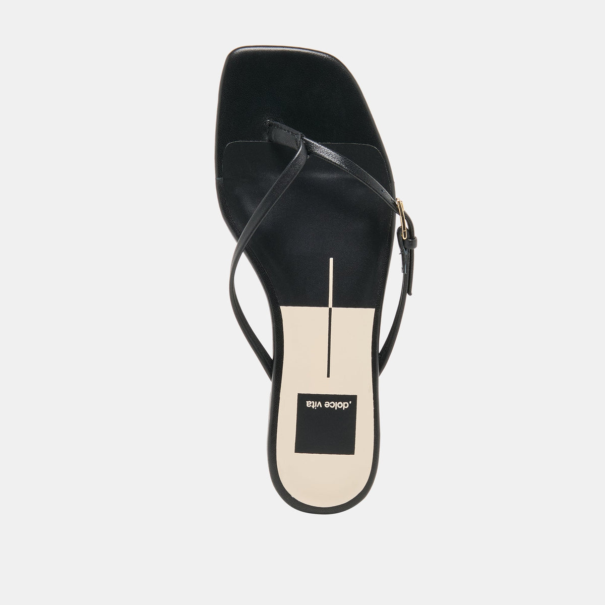 MALTA Black Leather Buckle Flip-Flop Sandals | Dolce Vita Premium