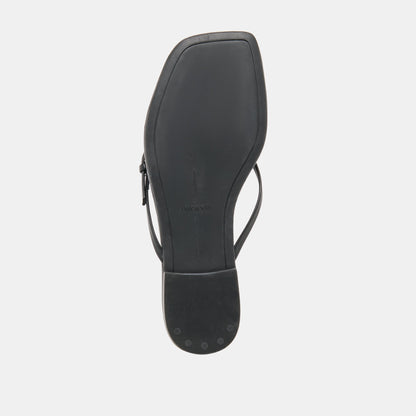 MALTA Black Leather Buckle Flip-Flop Sandals | Dolce Vita Premium