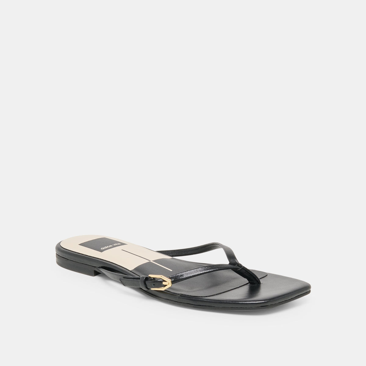 MALTA Black Leather Buckle Flip-Flop Sandals | Dolce Vita Premium