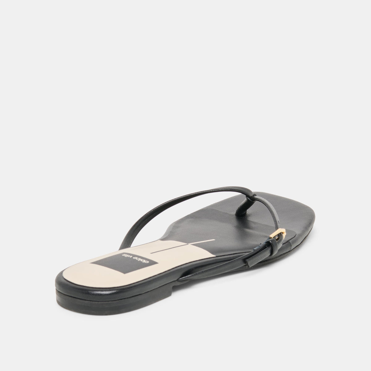 MALTA Black Leather Buckle Flip-Flop Sandals | Dolce Vita Premium