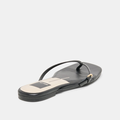 MALTA Black Leather Buckle Flip-Flop Sandals | Dolce Vita Premium