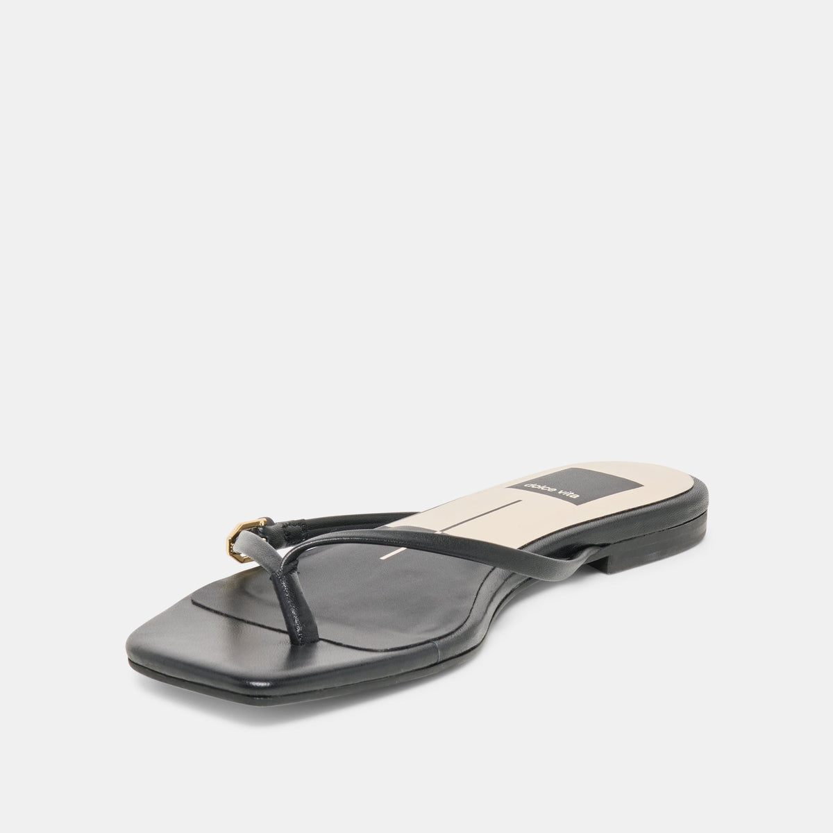 MALTA Black Leather Buckle Flip-Flop Sandals | Dolce Vita Premium