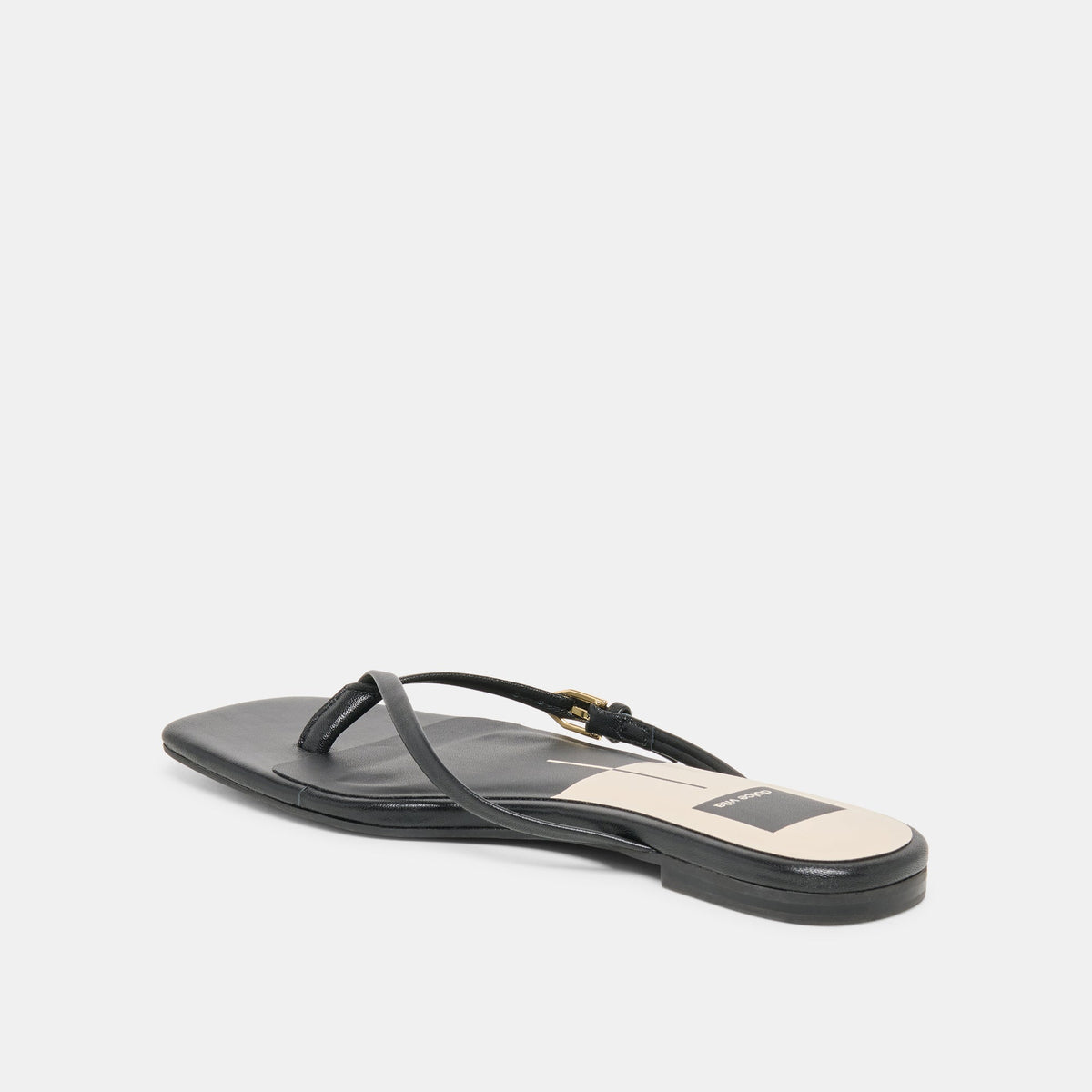 MALTA Black Leather Buckle Flip-Flop Sandals | Dolce Vita Premium