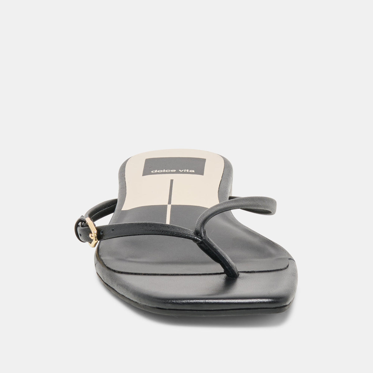 MALTA Black Leather Buckle Flip-Flop Sandals | Dolce Vita Premium
