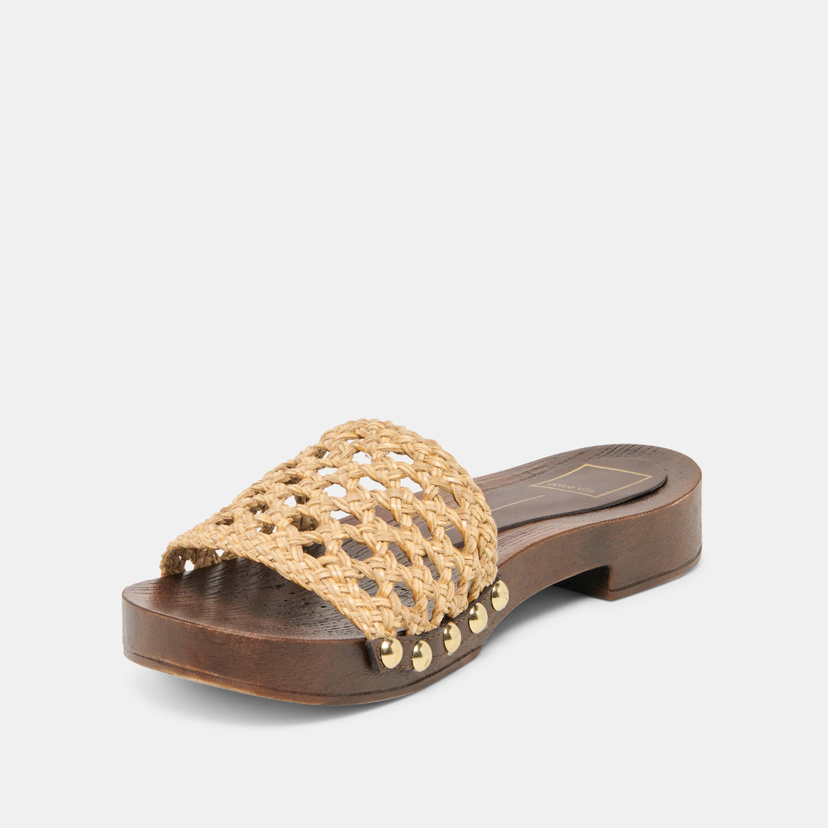 SADIE Tan Raffia Wood Sole Open-Toe Sandals | Dolce Vita Quality