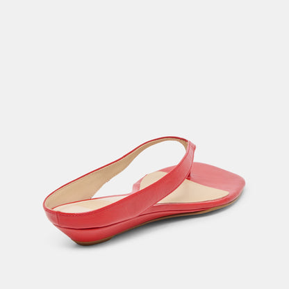 GIZEL Red Crinkle Patent Thong Square-Toe Sandals | Dolce Vita Trusted