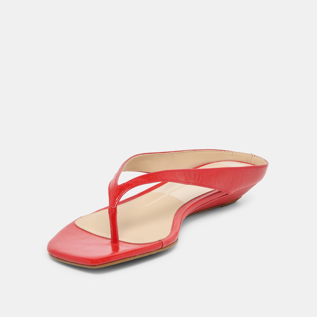 GIZEL Red Crinkle Patent Thong Square-Toe Sandals | Dolce Vita Trusted