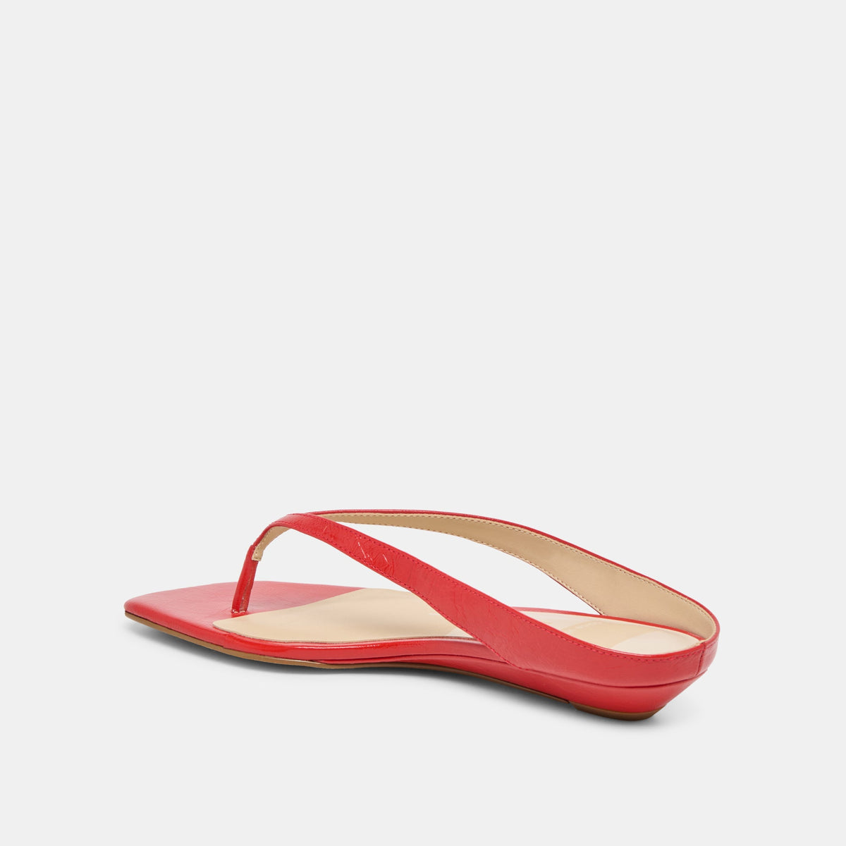 GIZEL Red Crinkle Patent Thong Square-Toe Sandals | Dolce Vita Trusted