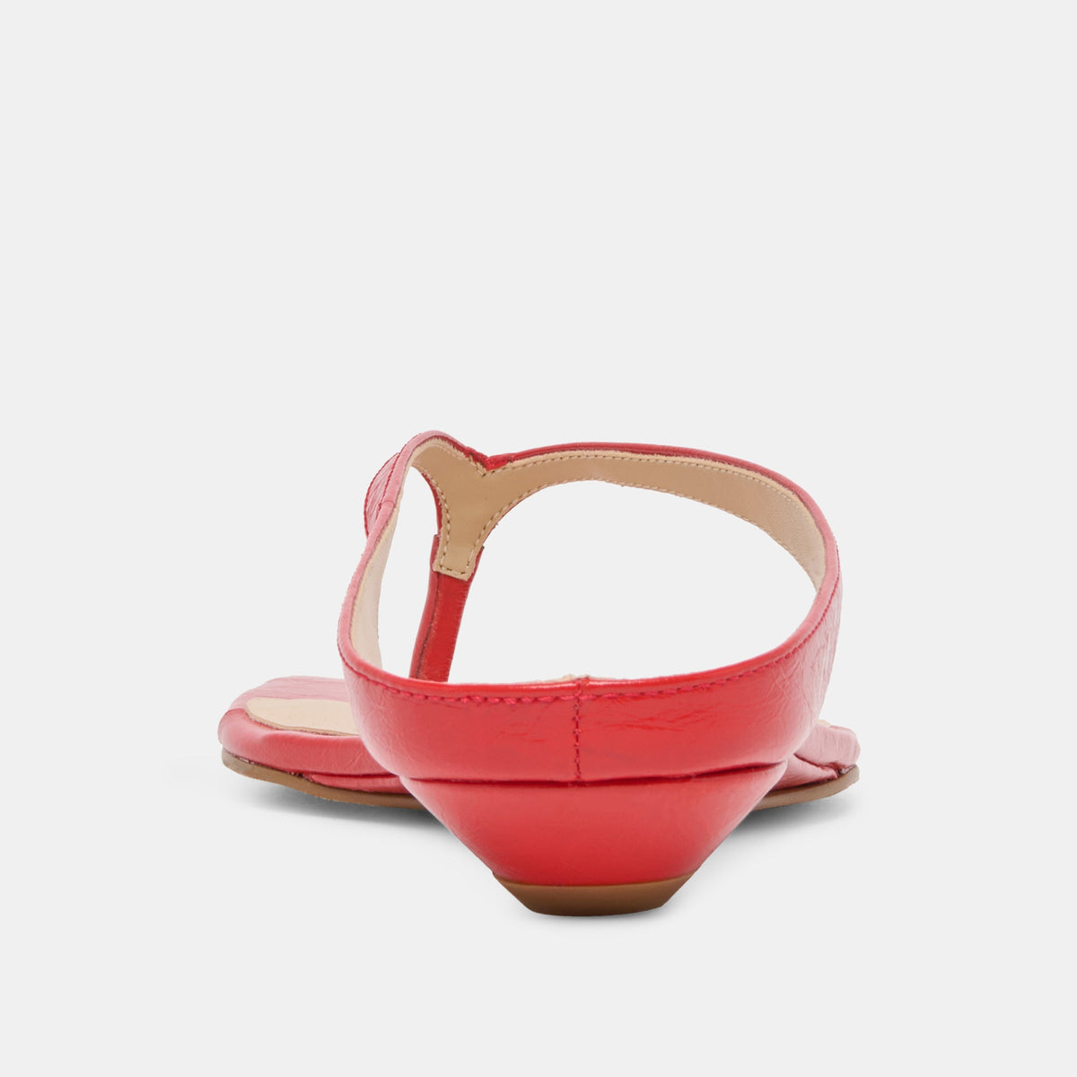 GIZEL Red Crinkle Patent Thong Square-Toe Sandals | Dolce Vita Trusted