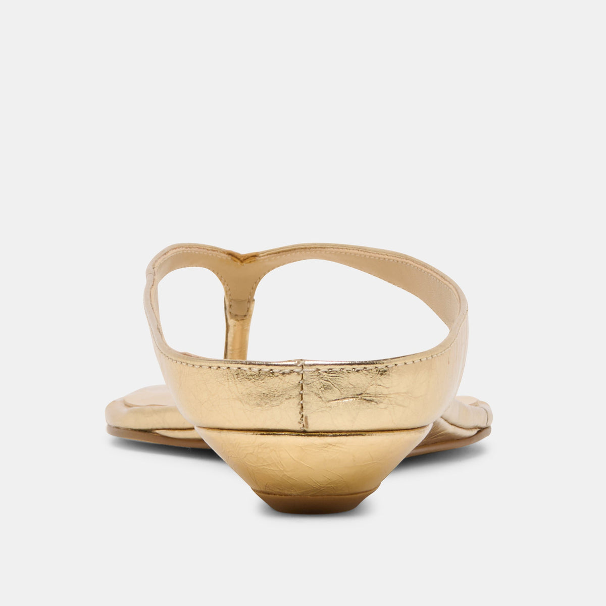 GIZEL Gold Crinkle Patent Thong Square-Toe Sandals | Dolce Vita Signature