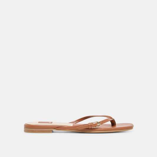MALTA Cognac Leather Buckle Flip-Flop Sandals | Dolce Vita Deals