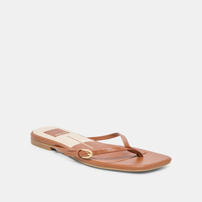 MALTA Cognac Leather Buckle Flip-Flop Sandals | Dolce Vita Deals