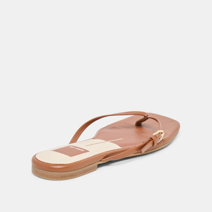 MALTA Cognac Leather Buckle Flip-Flop Sandals | Dolce Vita Deals