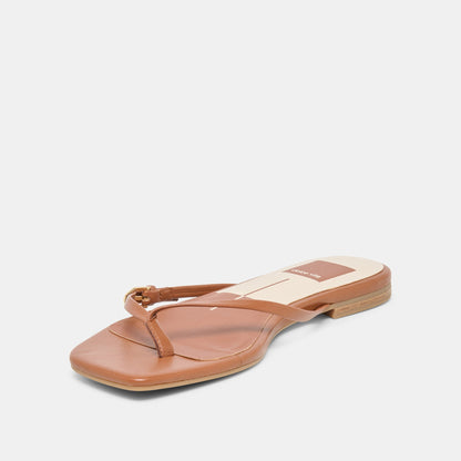 MALTA Cognac Leather Buckle Flip-Flop Sandals | Dolce Vita Deals