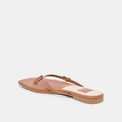 MALTA Cognac Leather Buckle Flip-Flop Sandals | Dolce Vita Deals