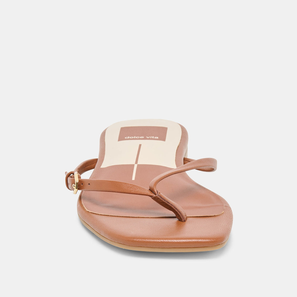 MALTA Cognac Leather Buckle Flip-Flop Sandals | Dolce Vita Deals