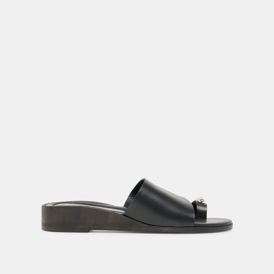MOXY Black Leather Metal Detail Open-Toe Sandals | Dolce Vita Best Seller