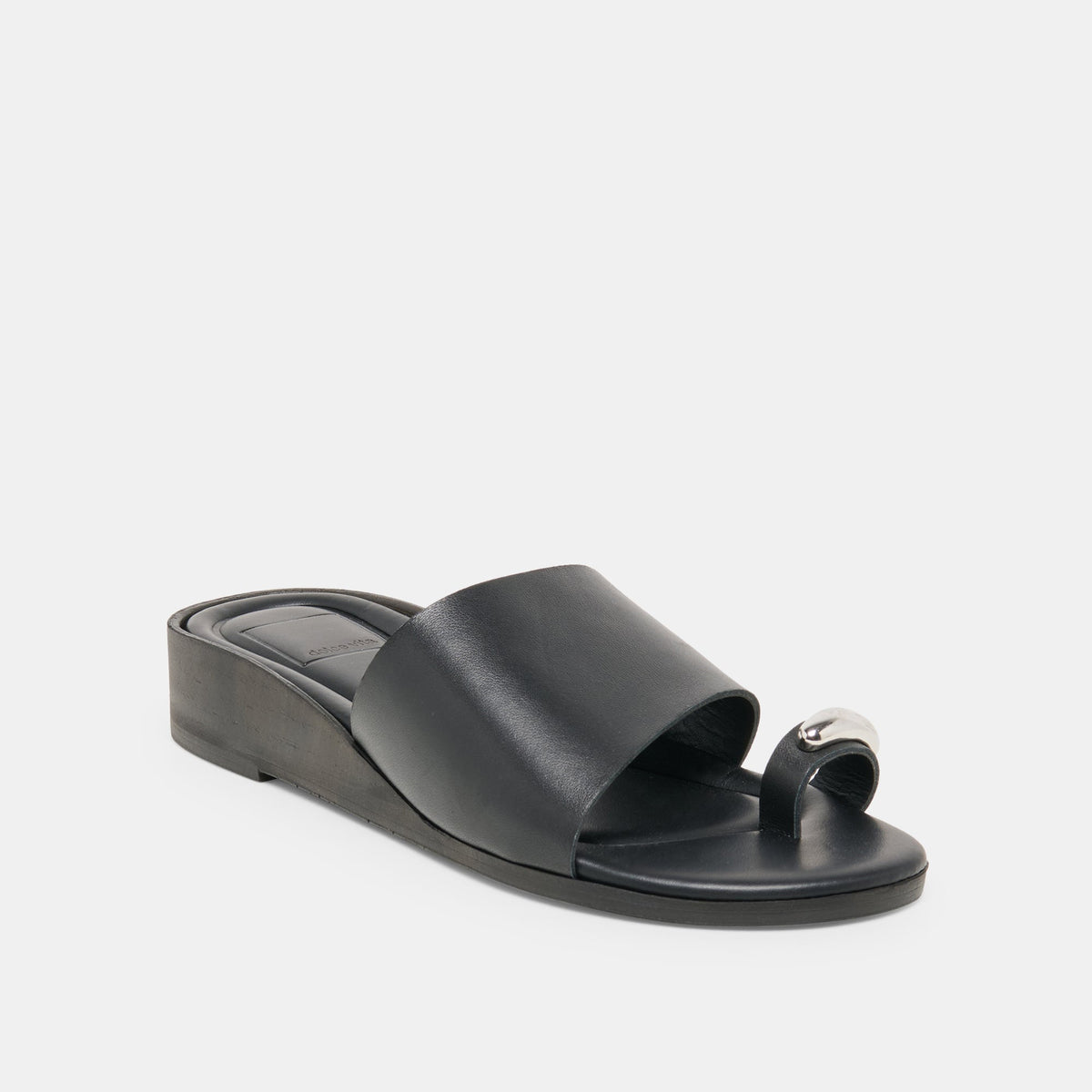 MOXY Black Leather Metal Detail Open-Toe Sandals | Dolce Vita Best Seller