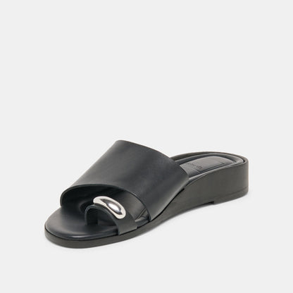 MOXY Black Leather Metal Detail Open-Toe Sandals | Dolce Vita Best Seller