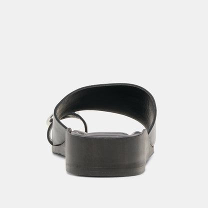 MOXY Black Leather Metal Detail Open-Toe Sandals | Dolce Vita Best Seller