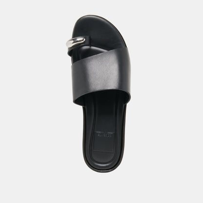 MOXY Black Leather Metal Detail Open-Toe Sandals | Dolce Vita Best Seller