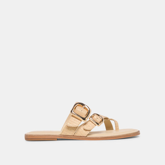 SHORE Sand Raffia Flip-Flop Buckled Sandals | Dolce Vita Recommended