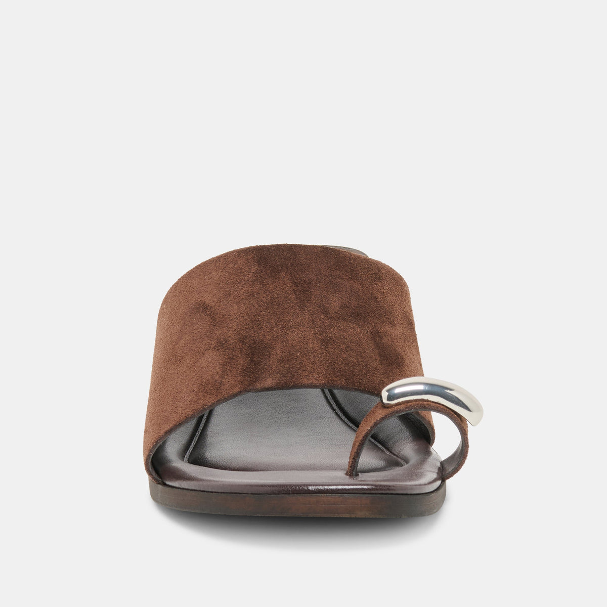 MOXY Dk Brown Suede Metal Detail Open-Toe Sandals | Dolce Vita Classic
