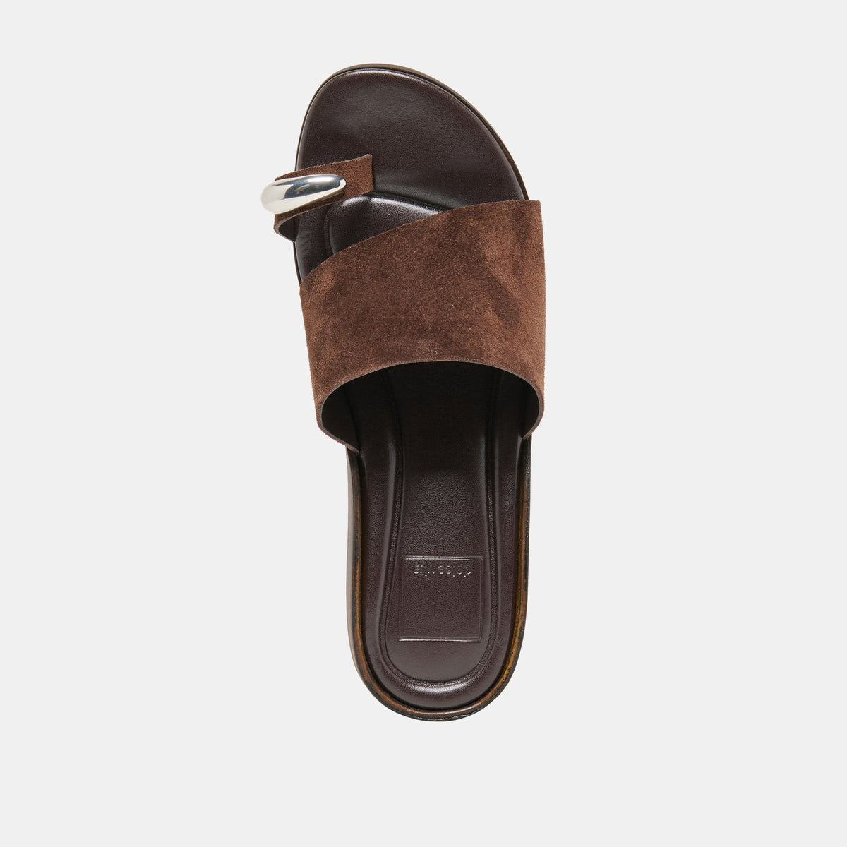 MOXY Dk Brown Suede Metal Detail Open-Toe Sandals | Dolce Vita Classic