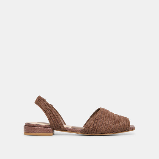 MARZY Cocoa Raffia Slingback Peep-Toe Sandals | Dolce Vita New
