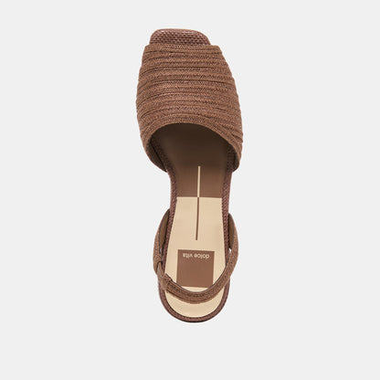 MARZY Cocoa Raffia Slingback Peep-Toe Sandals | Dolce Vita New