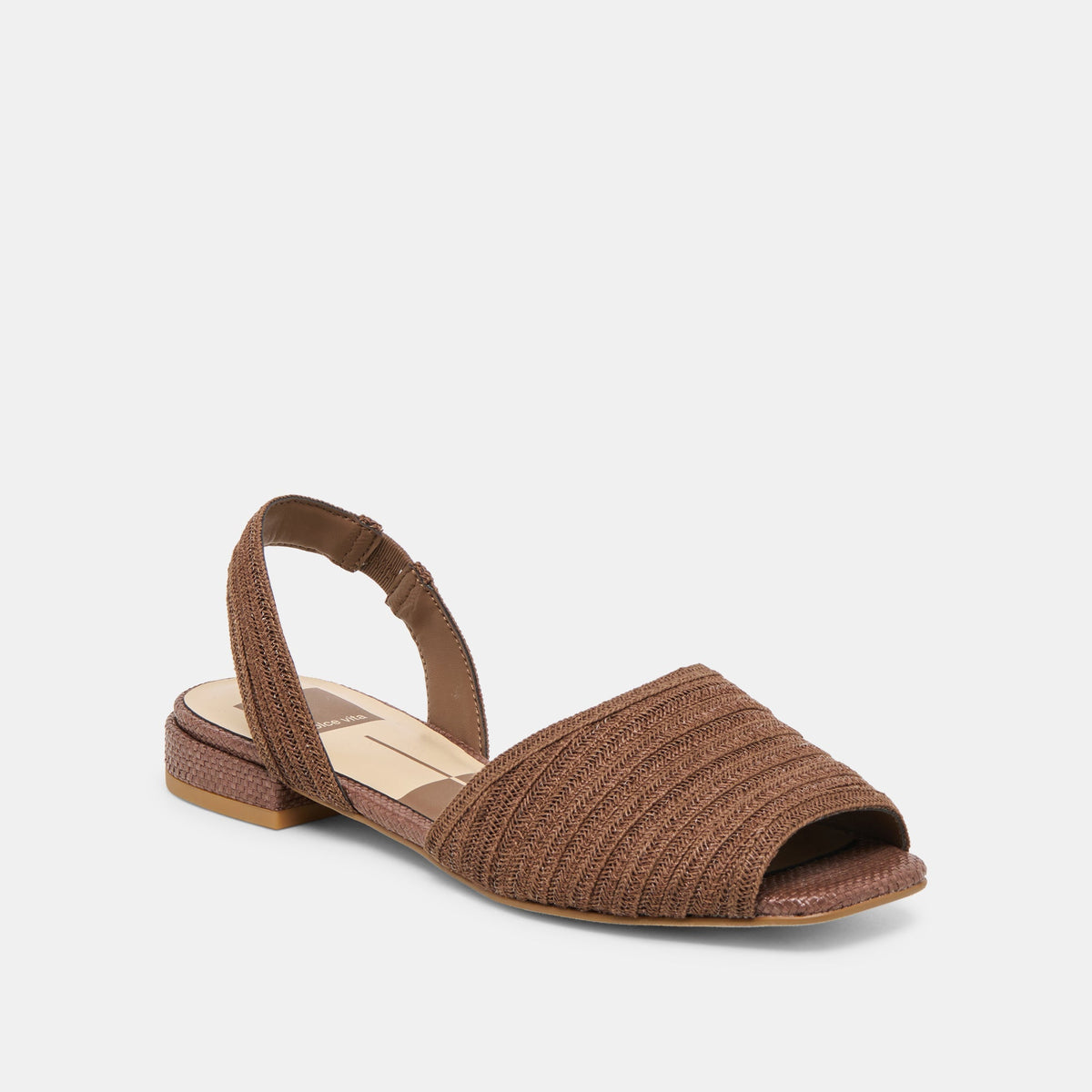 MARZY Cocoa Raffia Slingback Peep-Toe Sandals | Dolce Vita New